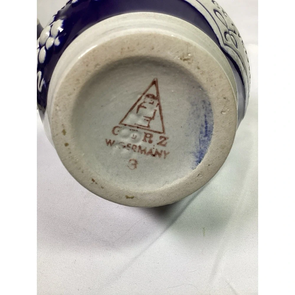 Vintage West Germany Cobalt Blue Salt Glazed Stoneware Wine Jug Lot 5 German
